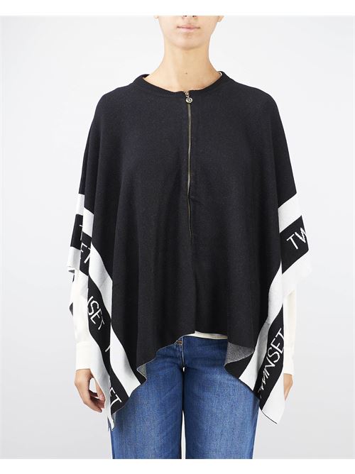 Jacquard knitted poncho with logo Twinset TWIN SET |  | TA41636